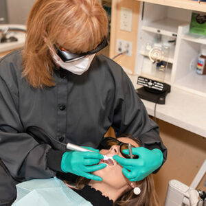 Vashon dentist is checking a patient's teeth